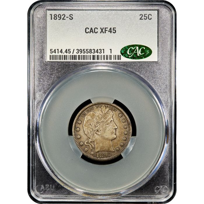1892-S Barber Quarter (25c) Obverse Image