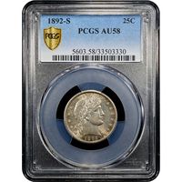1892-S Barber Quarter (25c) Obverse Slab Image
