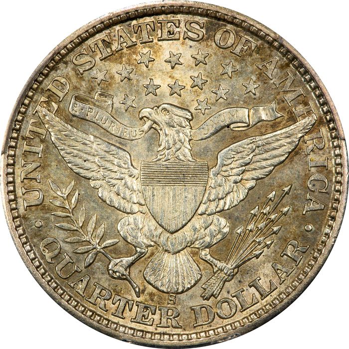1892-S Barber Quarter (25c) Reverse Image