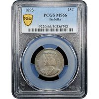 1893 Isabella Quarter (25c) Obverse Slab Image