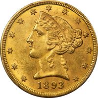 1893-O Liberty Gold Half Eagle ($5) Photo 3
