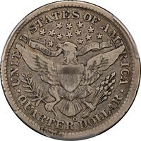 1896-O Barber Quarter (25c) Reverse Image