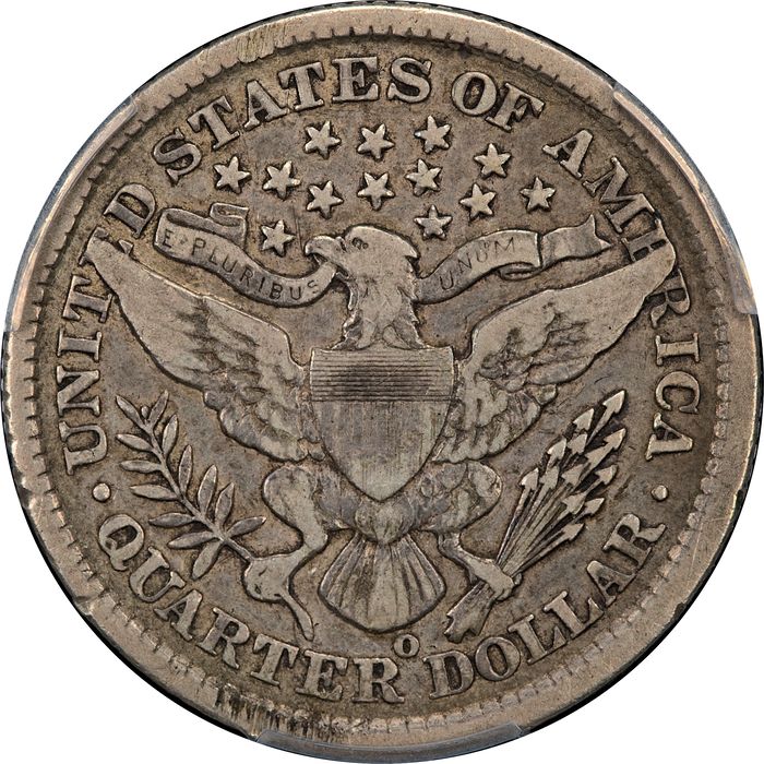 1896-O Barber Quarter (25c) Reverse Image