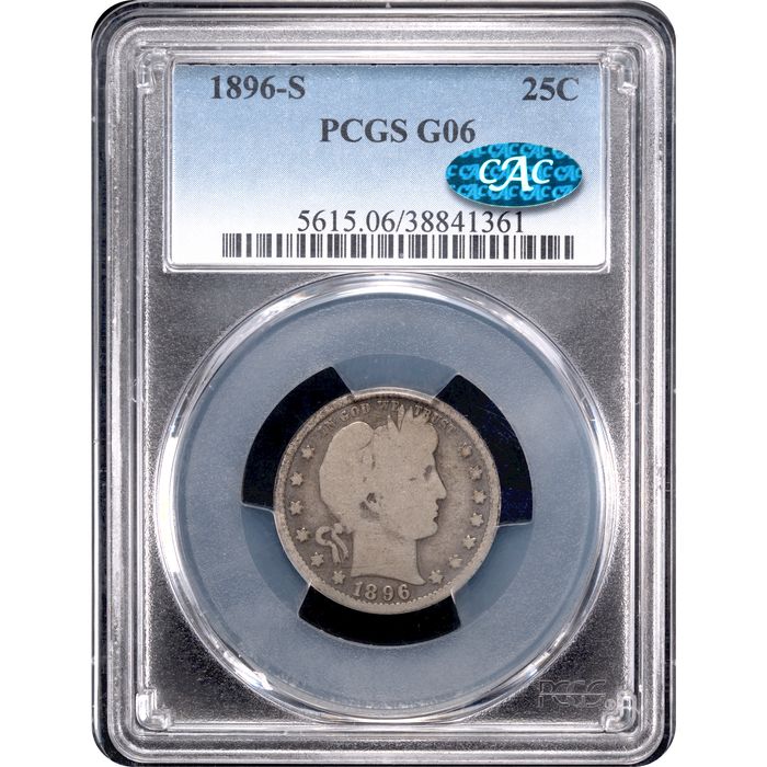 1896-S Barber Quarter (25c) Obverse Slab Image