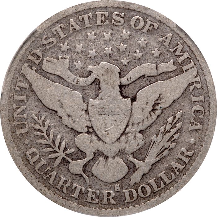 1896-S Barber Quarter (25c) Reverse Image