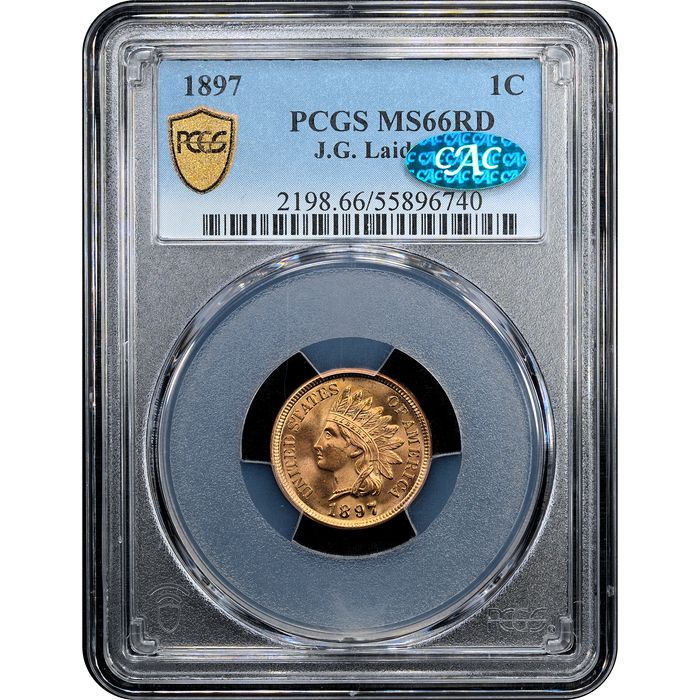 1897 Indian Cent (1c) Laidacker Collection Obverse Slab Image