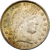 1898 Barber Quarter (25c) Photo 3