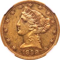1898 Liberty Gold Half Eagle Obverse Image