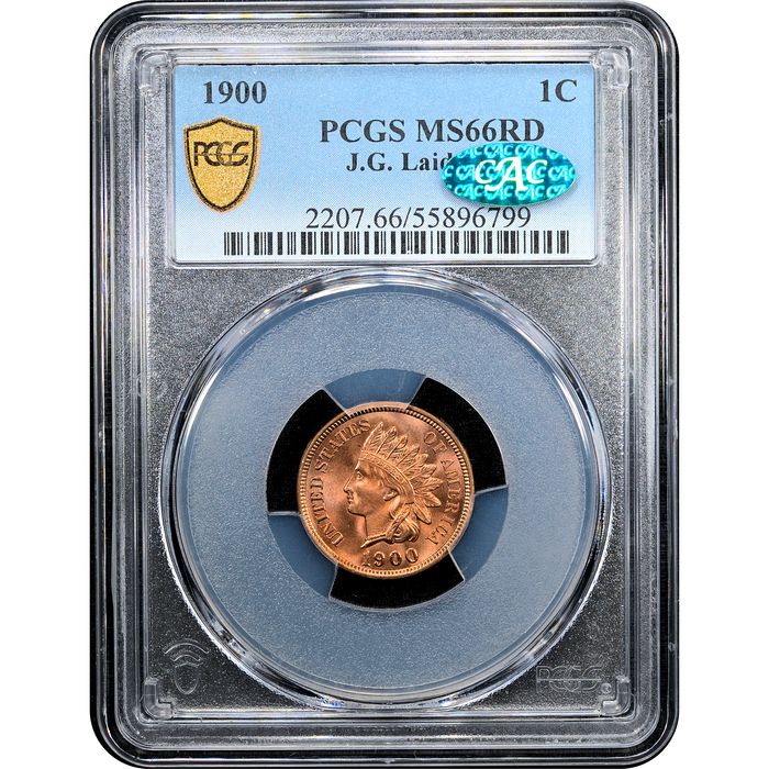 1900 Indian Cent (1c) Laidacker Collection Obverse Slab Image