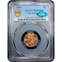1901 Indian Cent (1c) Laidacker Collection Obverse Slab Image