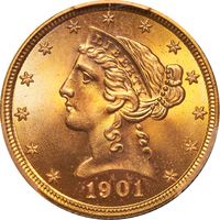 1901 Liberty Gold Half Eagle ($5) Photo 3