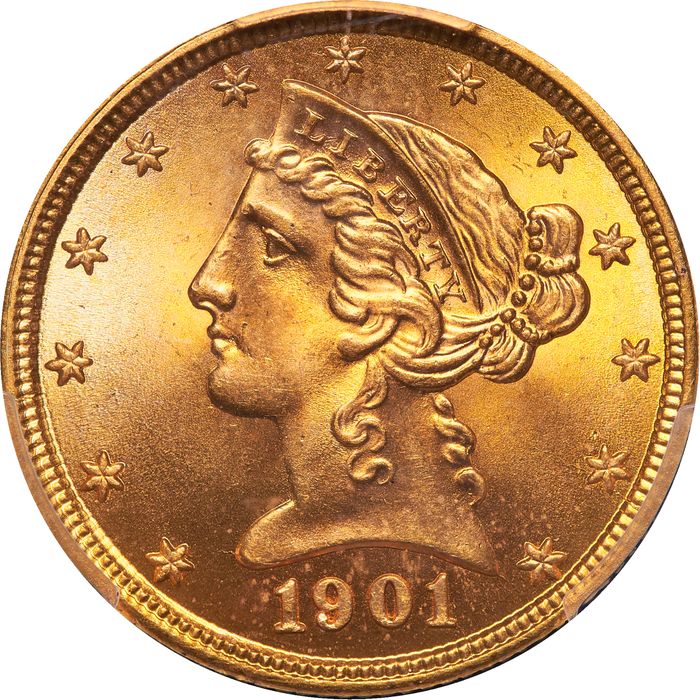 1901 Liberty Gold Half Eagle ($5) Photo 3