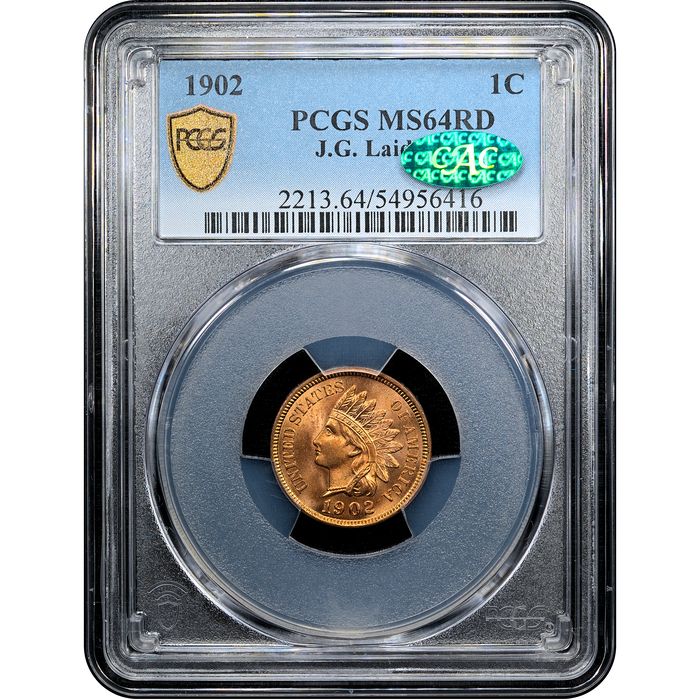 1902 Indian Cent (1c) Laidacker Collection Obverse Slab Image