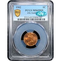 1902 Indian Cent (1c) Laidacker Collection Obverse Slab Image