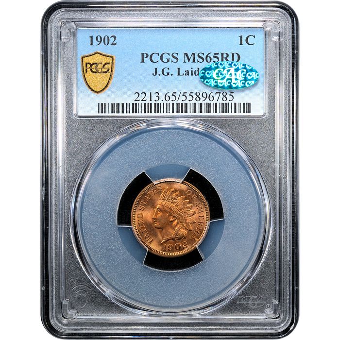 1902 Indian Cent (1c) Laidacker Collection Obverse Slab Image