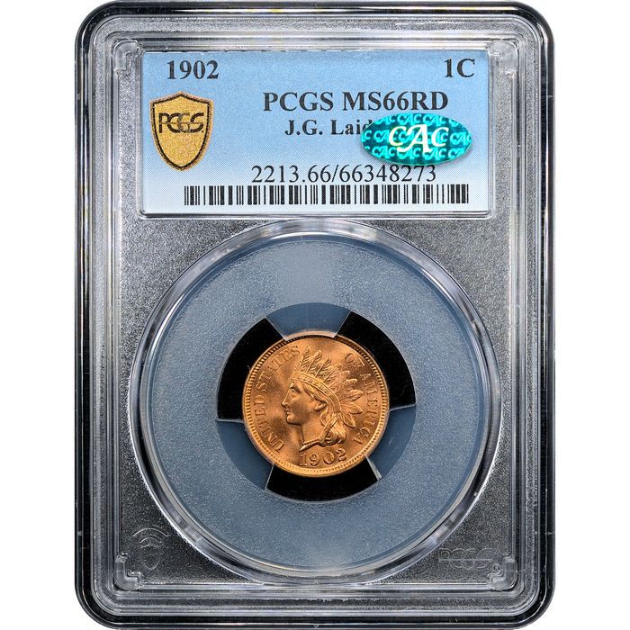 1902 Indian Cent (1c) Laidacker Collection Obverse Slab Image