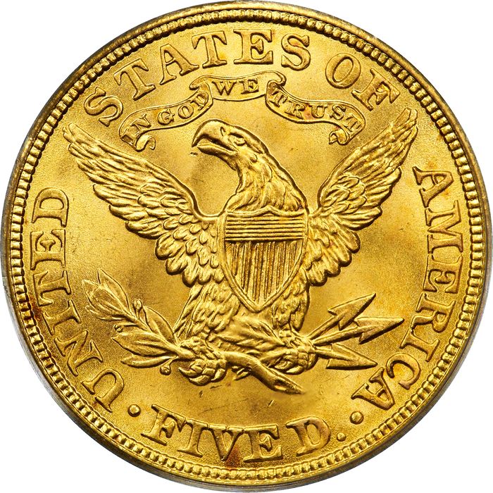 1902 Liberty Gold Half Eagle ($5) Reverse Image