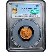 1903 Indian Cent (1c) Laidacker Collection Obverse Slab Image
