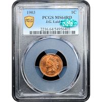 1903 Indian Cent (1c) Laidacker Collection Obverse Slab Image