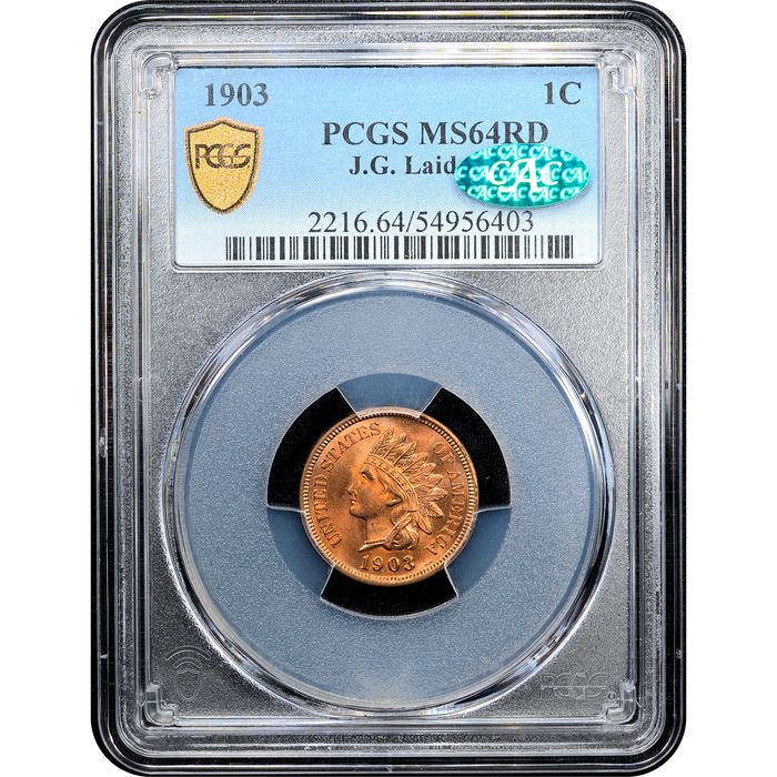 1903 Indian Cent (1c) Laidacker Collection Obverse Slab Image