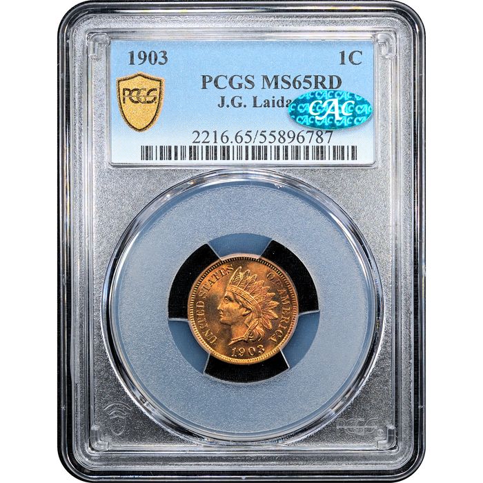 1903 Indian Cent (1c) Laidacker Collection Obverse Slab Image