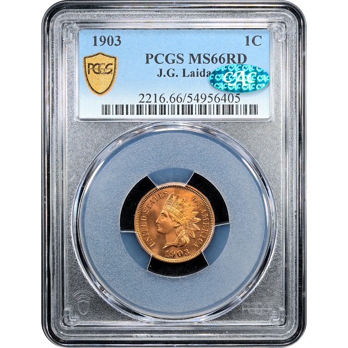1903 Indian Cent (1c) Laidacker Obverse Slab Image