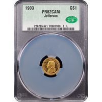 1903 LA Purchase Commemorative Gold Dollar (G$1) - Jefferson Obverse Slab Image