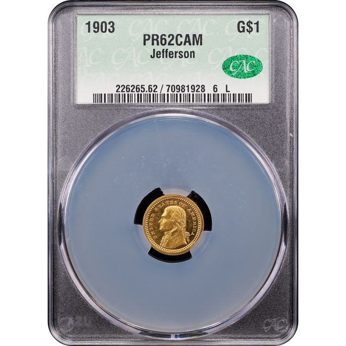 1903 LA Purchase Commemorative Gold Dollar (G$1) - Jefferson Obverse Slab Image