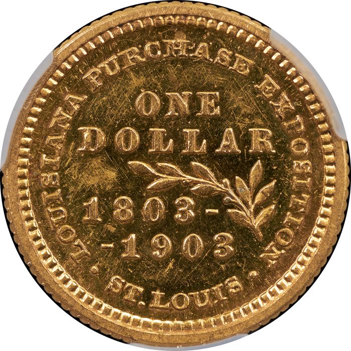 1903 LA Purchase Commemorative Gold Dollar (G$1) - Jefferson Reverse Image