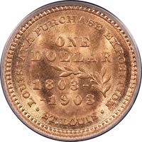 1903 LA Purchase Commemorative Gold Dollar (G$1) - Jefferson Reverse Image