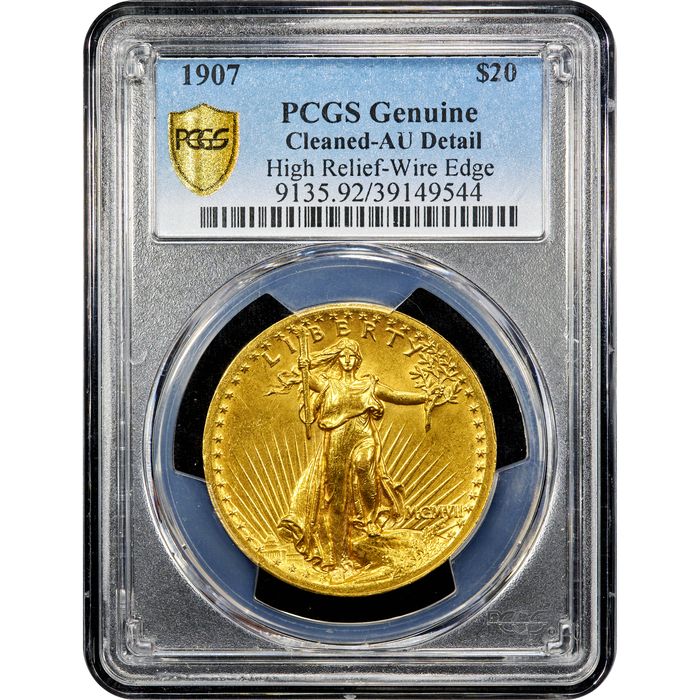 1907 High Relief Saint Gaudens Double Eagle ($20) Wire Edge Obverse Slab Image