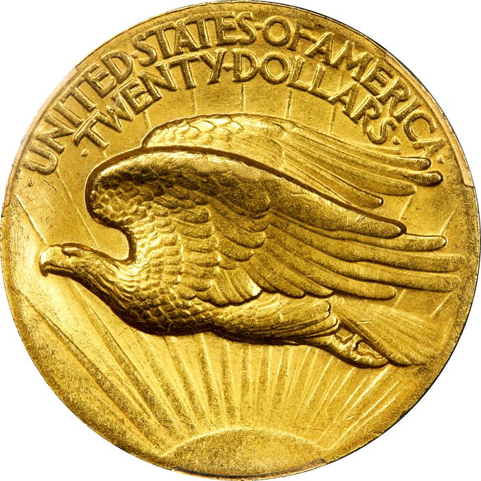 1907 High Relief Saint Gaudens Double Eagle ($20) Wire Edge Reverse Image
