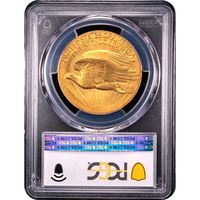 1907 High Relief Saint Gaudens Double Eagle ($20) Wire Edge Reverse Slab Image