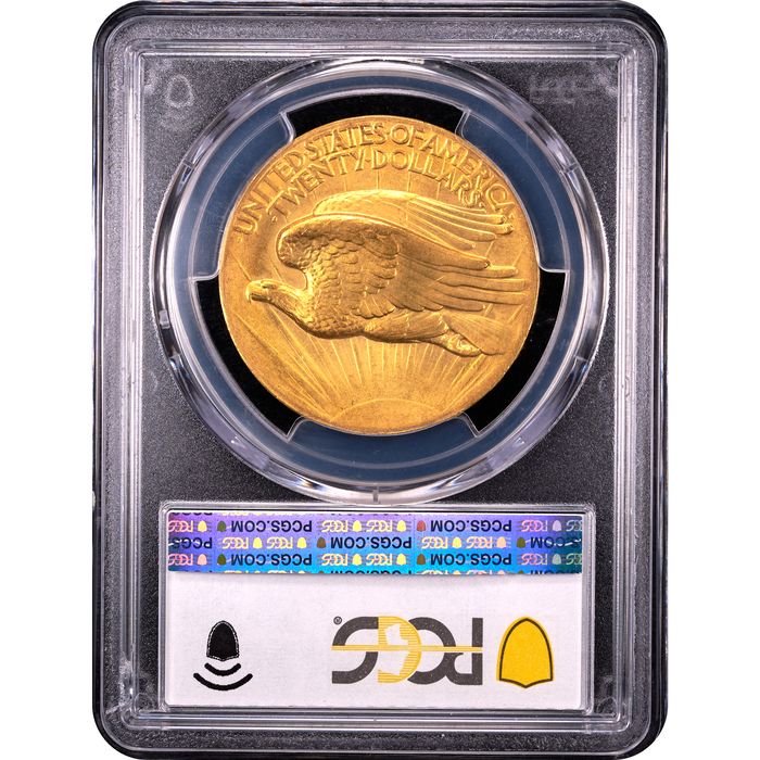 1907 High Relief Saint Gaudens Double Eagle ($20) Wire Edge Reverse Slab Image