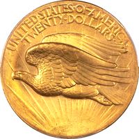 1907 High Relief Saint Gaudens Double Eagle ($20) Wire Edge Reverse Image