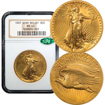 1907 High Relief Saint-Gaudens Gold Double Eagle ($20) Wire Edge Composite Image