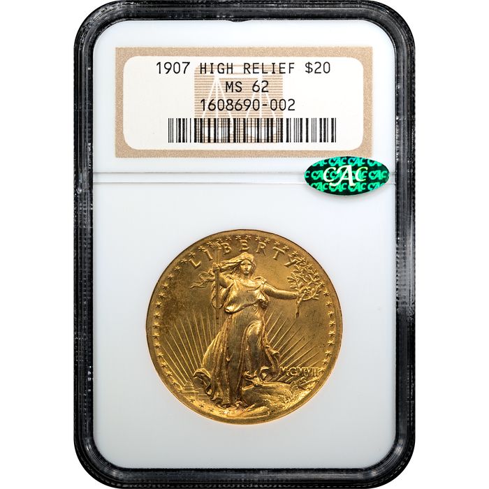 1907 High Relief Saint-Gaudens Gold Double Eagle ($20) Wire Edge Obverse Slab Image