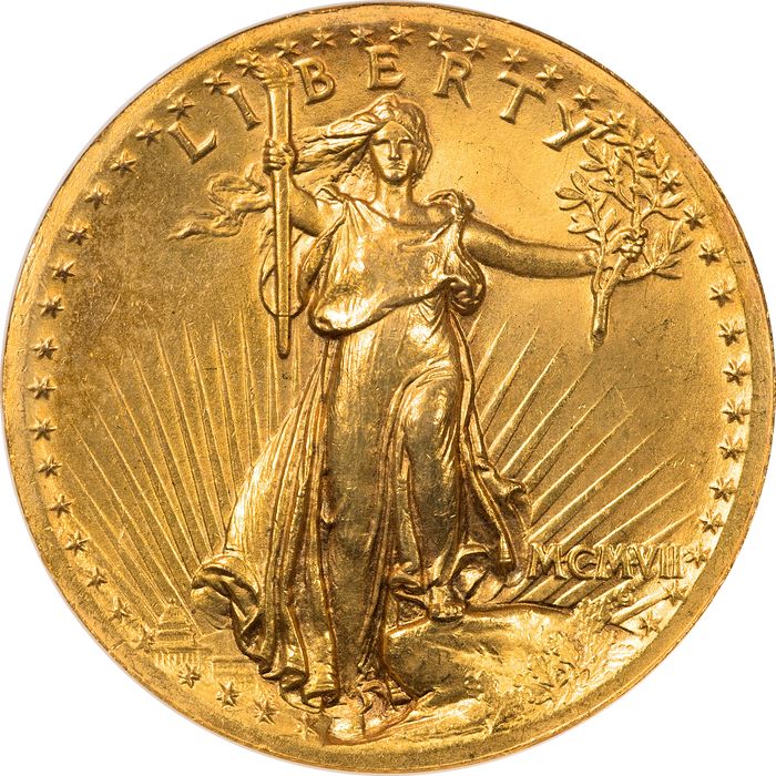 1907 High Relief Saint-Gaudens Gold Double Eagle ($20) Wire Edge Obverse Image
