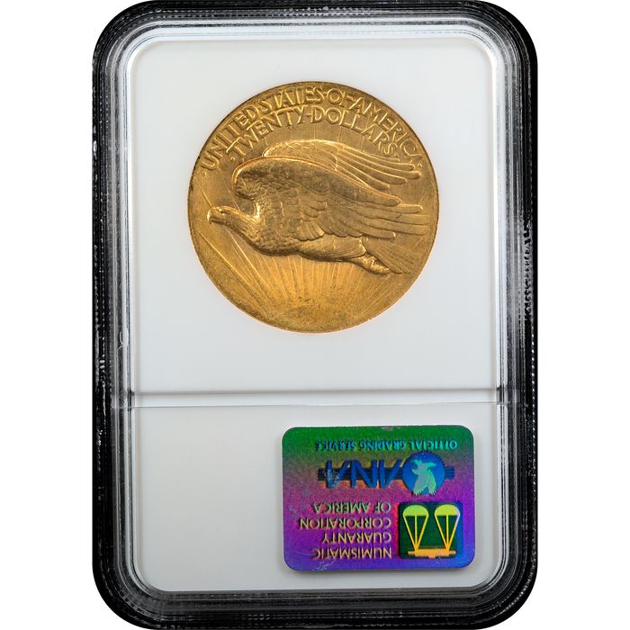 1907 High Relief Saint-Gaudens Gold Double Eagle ($20) Wire Edge Reverse Slab Image