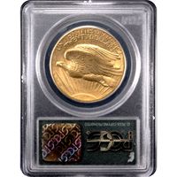 1907 High Relief Saint-Gaudens Gold Double Eagle ($20) Wire Edge OGH Reverse Slab Image