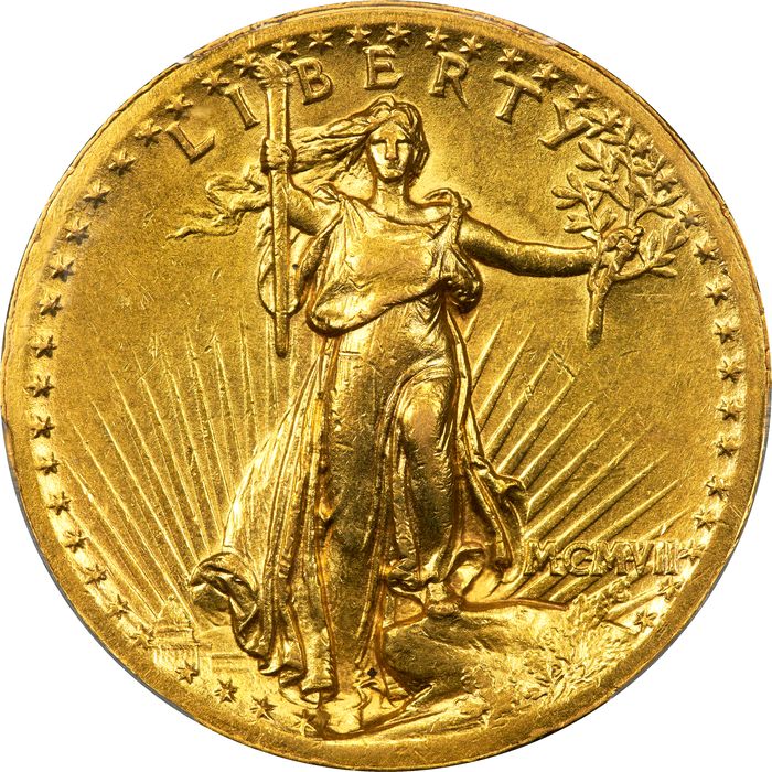 1907 High Relief Saint-Gaudens Gold Double Eagle ($20) Wire Edge Obverse Image