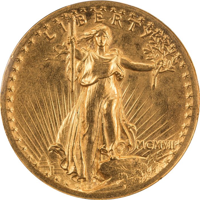 1907 High Relief Saint-Gaudens Gold Double Eagle ($20) Wire Edge Obverse Image