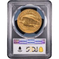 1907 High Relief Saint-Gaudens Gold Double Eagle ($20) Wire Edge Reverse Slab Image