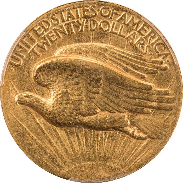 1907 High Relief Saint-Gaudens Gold Double Eagle ($20) Wire Edge Reverse Image