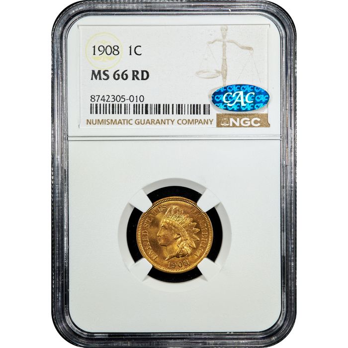 1908 Indian Cent (1c) Obverse Slab Image