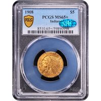 1908 Indian Gold Half Eagle ($5) Obverse Slab Image