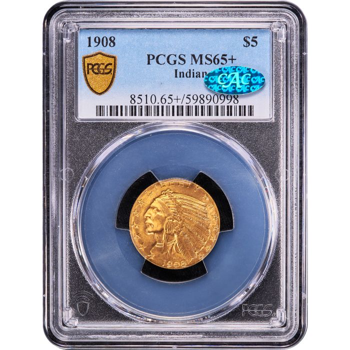 1908 Indian Gold Half Eagle ($5) Obverse Slab Image