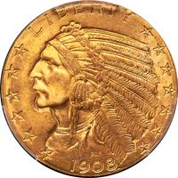 1908 Indian Gold Half Eagle ($5) Obverse Image
