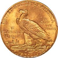 1908 Indian Gold Half Eagle ($5) Reverse Image