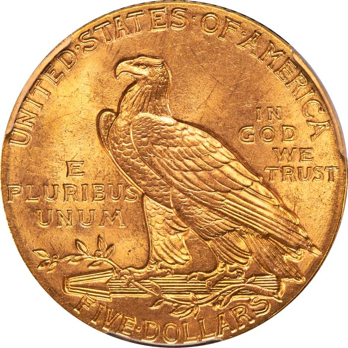 1908 Indian Gold Half Eagle ($5) Reverse Image